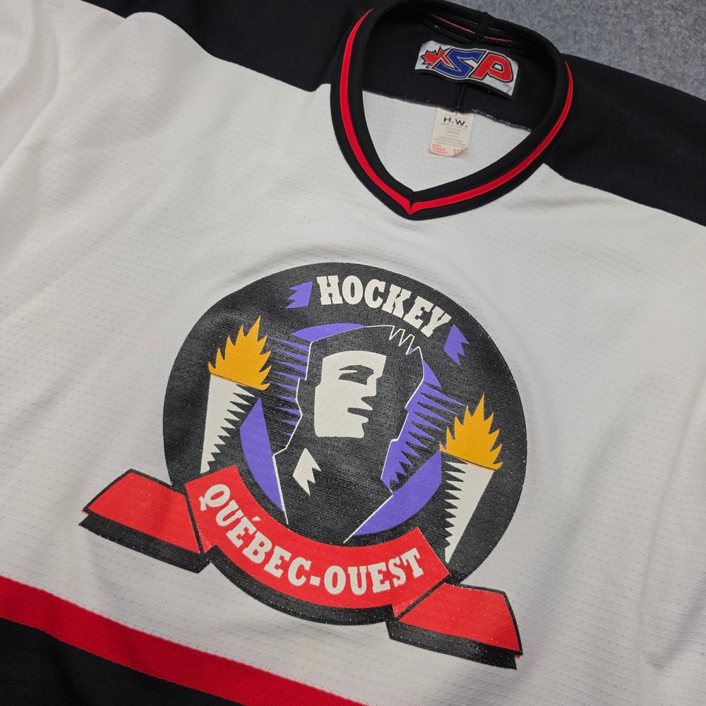 SP Apparel Hockey Quebec-Ouest Jersey Mens XXL White Black Red Made in Canada